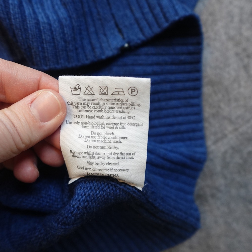 Pure Collection Cardigan Mens Medium Blue Wool Cashmere Ribbed Full Zip Sweater - Picture 4 of 10